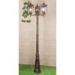 Andromeda F/3 черное золото уличный трехрожковый светильник на столбе IP44 GLYF-8024F/3, фото 