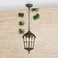 Уличный подвесной светильник IP44 Mira H черное золото, фото 