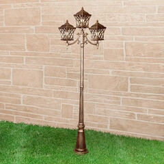 Cassiopeya F/3 черное золото уличный трехрожковый светильник на столбе IP44 Cassiopeya F/3 черное золото, фото 