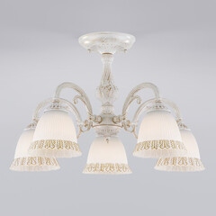 Потолочная люстра Eurosvet Campina 60107/5 белый с золотом, фото 