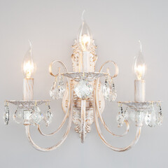 Бра Eurosvet 3305/3 белый с золотом/прозрачный хрусталь Strotskis, фото 