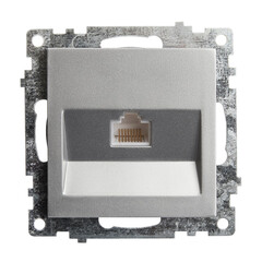 Розетка компьютерная 1-местная RJ-45 (механизм), STEKKER GLS00-7107-03, серия Катрин, серебро, фото 