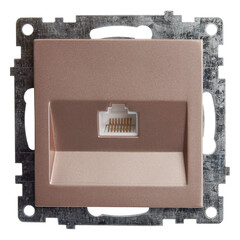 Розетка компьютерная 1-местная RJ-45 (механизм), STEKKER GLS00-7107-02, серия Катрин, шампань, фото 