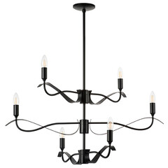 733267 (MD21041-6M) Люстра RAGNO 6х40W E14 ЧЕРНЫЙ МАТОВЫЙ (в комплекте), фото 