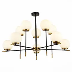 SL1203.402.10 Люстра потолочная ST-Luce Черный, Латунь/Белый E27 10*60W LIMANO, фото 