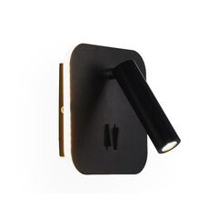 Настенный поворотный светодиодный светильник с выключателем FW253 BK/S черный/песок LED 4200K+3000K 12W 140*140*110, фото 