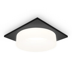 Встраиваемый точечный светильник с акрилом TN1316 SBK/FR черный песок/белый матовый GU5.3 92*92*45, фото 