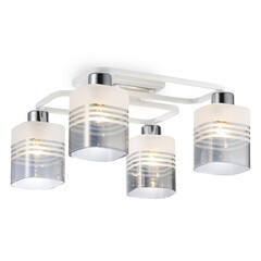 Светильник потолочный TR303205/4 WH/CH/SM/FR белый/хром/дымчатый/белый матовый E27*4 max 60W 370*370*200, фото 