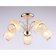 Подвесная люстра TR3189/5 GD/CL/FR золото/прозрачный/белый матовый E27/5 max 40W D600*285, фото 