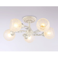 Потолочная люстра TR3062/5 WH/SL/FR белый/серебро/белый матовый E27/5 max 40W D615*245, фото 