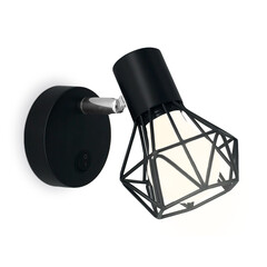 Накладной спот с выключателем в стиле лофт TR8620 BK/CH черный/хром E27 max 40W 115*91*150, фото 