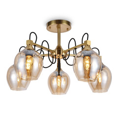 Подвесная люстра TR9061/5 SB/TI бронза/янтарь E27 max 40W D620*380, фото 