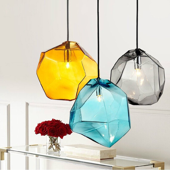 Подвесной Светильник Color Ice Cube Pendant Jevio 1 Янтарный By Imperiumloft, фото , изображение 5
