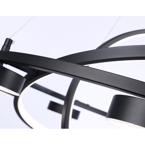 Светильник светодиодный подвесной с пультом FL51779/3+8 BK черный 3000K/4200K/6400K 112W D800/580/400*1200 (ПДУ ИК), фото , изображение 7