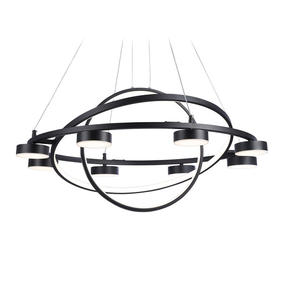 Светильник светодиодный подвесной с пультом FL51779/3+8 BK черный 3000K/4200K/6400K 112W D800/580/400*1200 (ПДУ ИК), фото , изображение 6