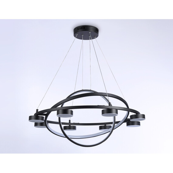 Светильник светодиодный подвесной с пультом FL51779/3+8 BK черный 3000K/4200K/6400K 112W D800/580/400*1200 (ПДУ ИК), фото , изображение 5