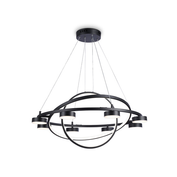 Светильник светодиодный подвесной с пультом FL51779/3+8 BK черный 3000K/4200K/6400K 112W D800/580/400*1200 (ПДУ ИК), фото 