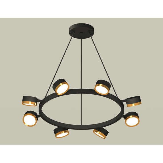 Комплект подвесного поворотного светильника XB9198152/8 SBK/PYG черный песок/золото желтое полированное GX53 (C9198, N8124), фото 