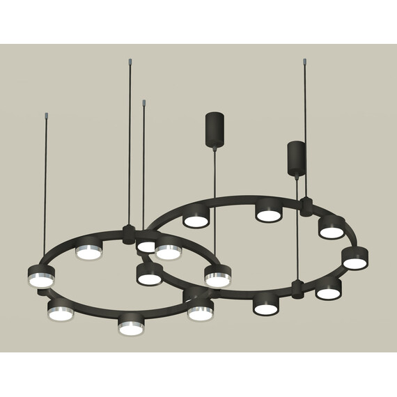 Комплект подвесного светильника XR92091200/16 SBK/PBK/PSL черный песок/черный полированный/серебро полированное GX53 (A9209, C9242, C9238, N8113, N8118), фото 