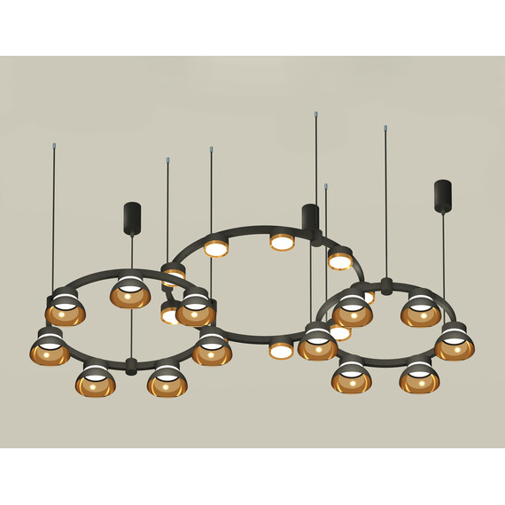 Комплект подвесного светильника с акрилом XR92092000/22 SBK/PYG/CL черный песок/золото желтое полированное/прозрачный GX53 (A9209, C9242, C9238, C9232, N8124, N8145), фото 