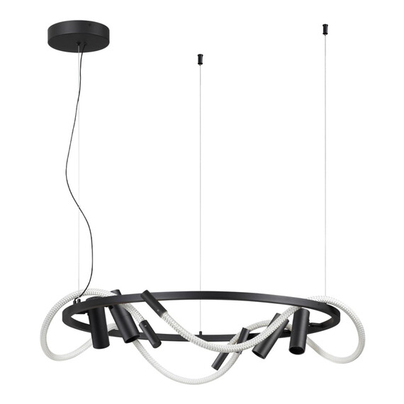4391/55L HIGHTECH черный/металл/канат Подвесной св-к IP20 LED 50W 2020Лм 4000K CORDA, фото 