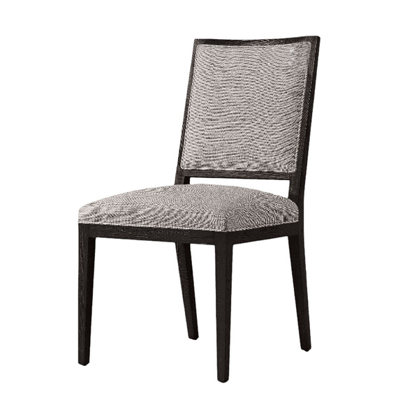 Чёрный стул из дуба “Карлайл” LouvreHome LHFDC2195HLN black oak / fog linen, фото 