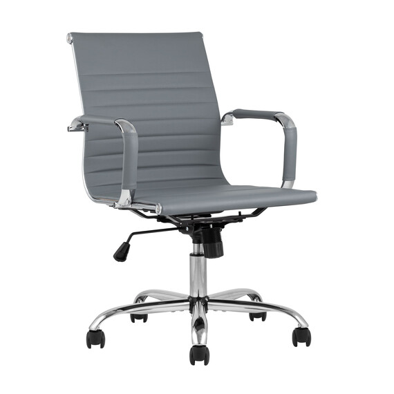 TopChairs City S офисное серое, обивка экокожа, механизм качания и регулировки по высоте, фото 