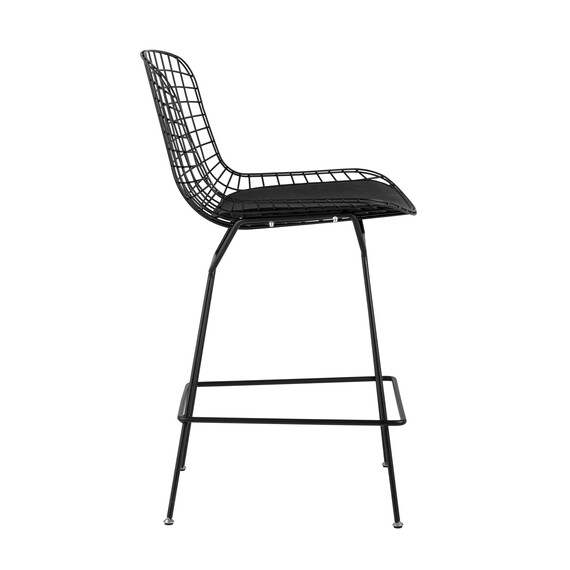 С низкой спинкой Bertoia черный металл с черной подушкой из экокожи, фото , изображение 4