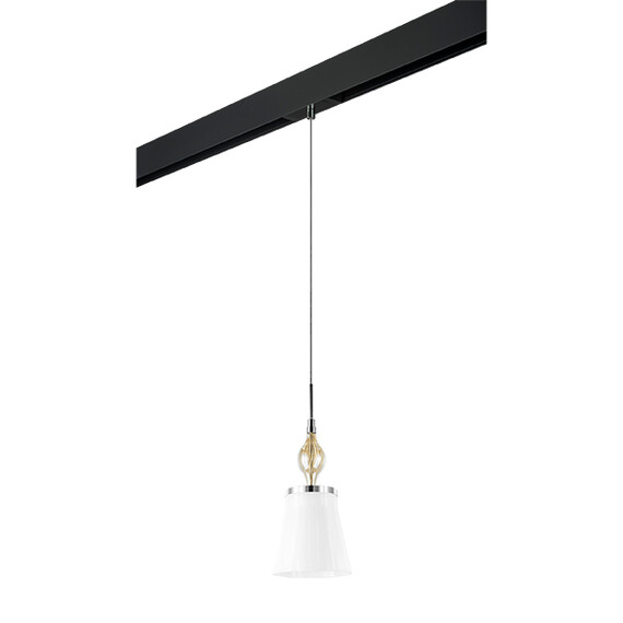 PRO806010 Светильник д/1-фазн трека ESCICA 1х40W E14 БЕЛЫЙ/КОНЬЯК/ХРОМ/ЧЕРНЫЙ (806010+595007), фото 