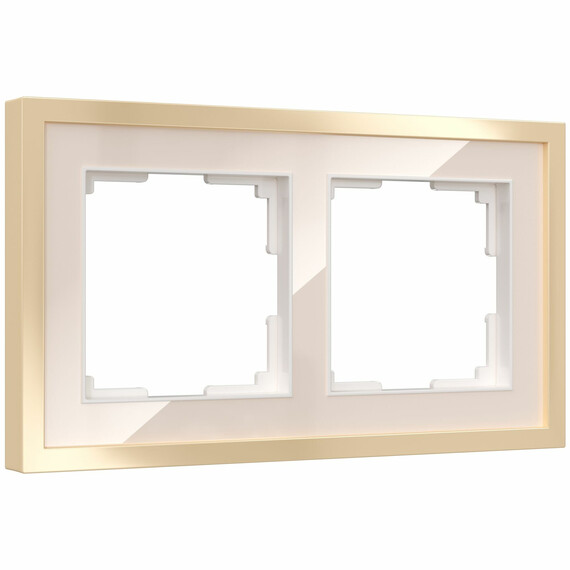 Рамка на 2 поста Baguette (айвори/латунь) W0022851, фото 