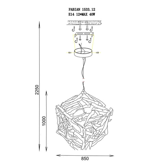 Подвесная люстра Lucia Tucci Fabian 1532.12 Oro, фото , изображение 2