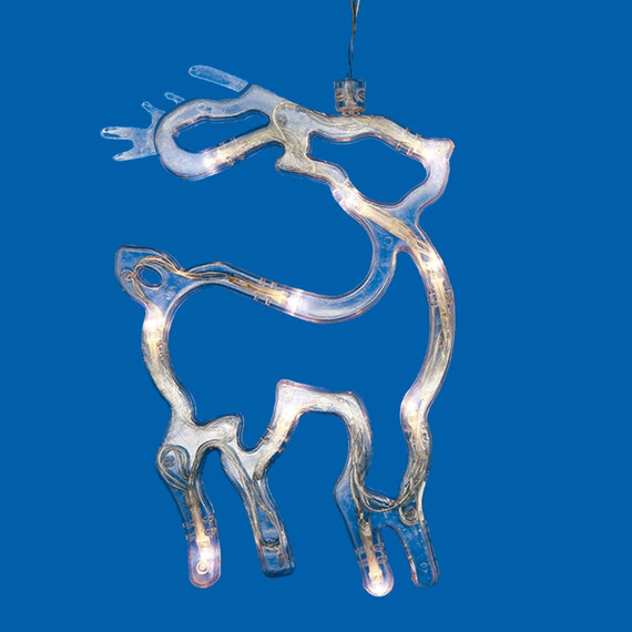 ULD-H1419-010/STA/3AAA WARM WHITE IP20 DEER Фигура светодиодная «Олень» на батарейках 3AAA (не в/к), 14х19см. Подвесная. 10 светодиодов. Теплый белый свет.  Провод прозрачный. TM Uniel, фото 