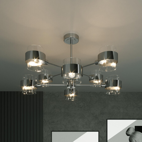 Потолочная люстра со стеклянными плафонами 70127/8 хром, фото , изображение 2