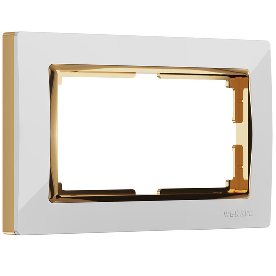 Рамка для двойной розетки Werkel Snabb белый/золото W0081933 4690389161209, фото 