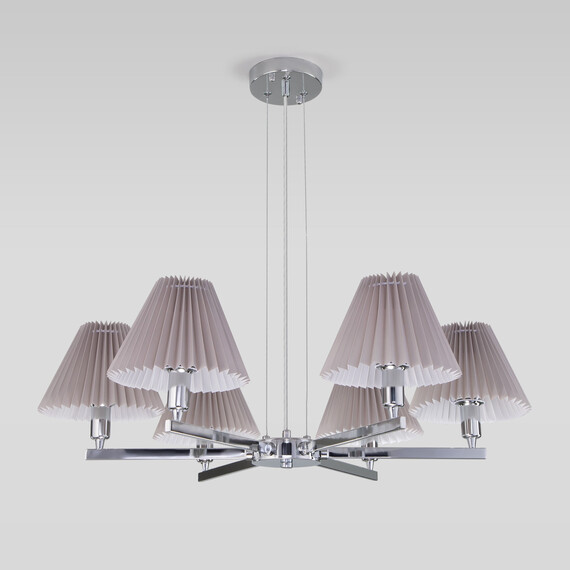 Подвесная люстра с абажурами 60136/6 хром/серый, фото , изображение 4