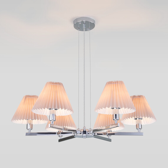 Подвесная люстра с абажурами 60136/6 хром/серый, фото , изображение 2