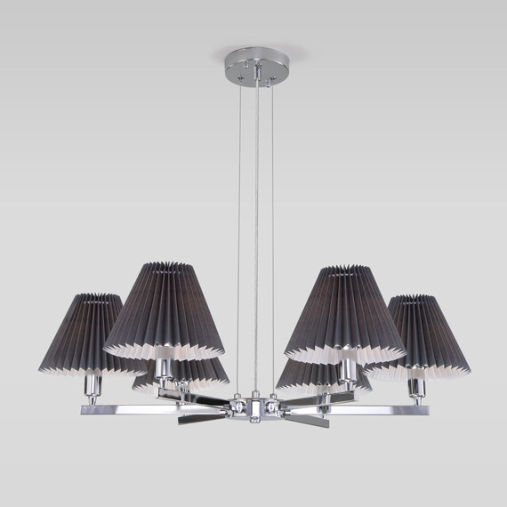 Подвесная люстра с декоративными абажурами 60136/6 хром/графит, фото , изображение 2