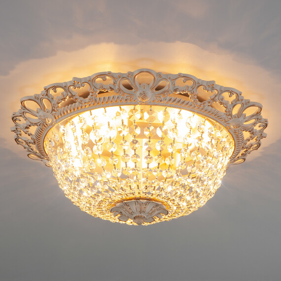 Подвесная люстра Eurosvet 3298/5 белый с золотом/прозрачный хрусталь Strotskis, фото , изображение 3