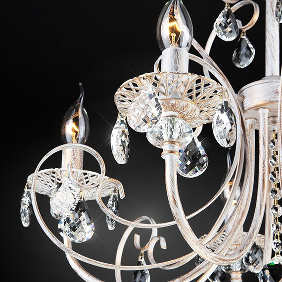 Подвесная люстра Eurosvet 3305/5 белый с золотом/прозрачный хрусталь Strotskis, фото , изображение 2