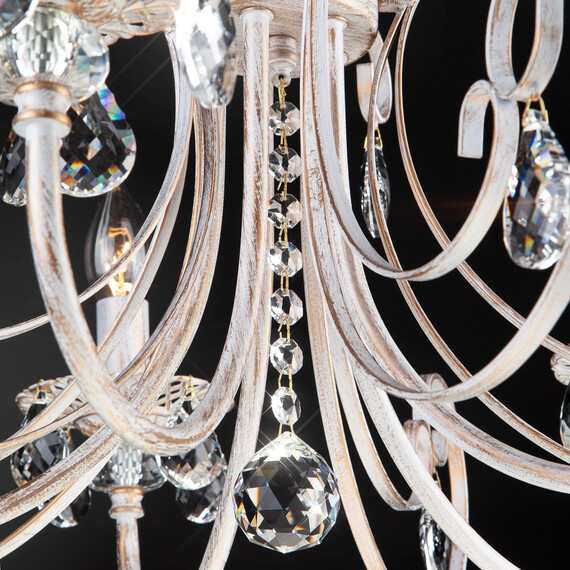 Подвесная люстра Eurosvet 3305/5 белый с золотом/прозрачный хрусталь Strotskis, фото , изображение 3