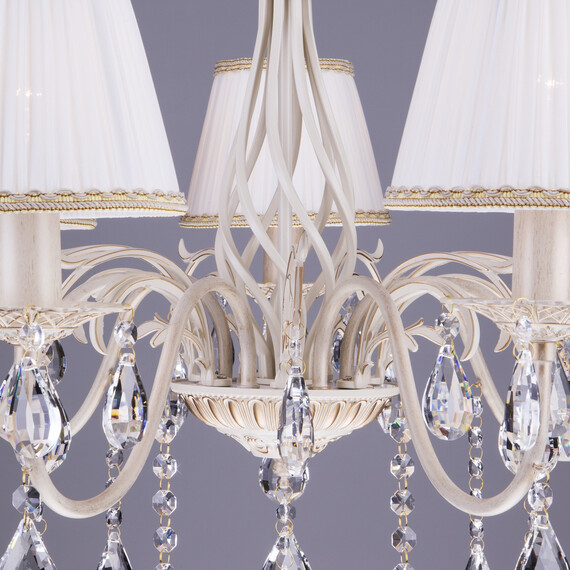 Подвесная люстра Eurosvet 3637/7 белый с золотом/прозрачный хрусталь Strotskis, фото , изображение 3