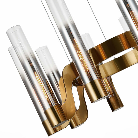 SL1235.303.10 Люстра подвесная ST-Luce Латунь/Хром, Прозрачный E14 10*40W ETTORE, фото , изображение 3