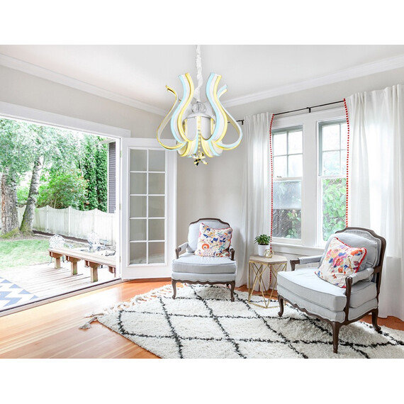 Светодиодная люстра с пультом FL112/6 WH белый 156W 460*460*400 (ПДУ РАДИО 2.4), фото , изображение 8