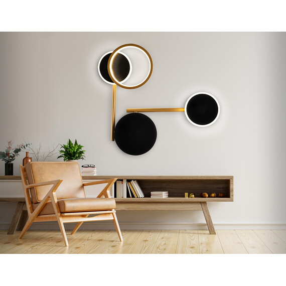 Настенный поворотный светодиодный светильник FL5198 SBK/GD черный песок/золото LED 3000K 13W 445*400*60, фото , изображение 3