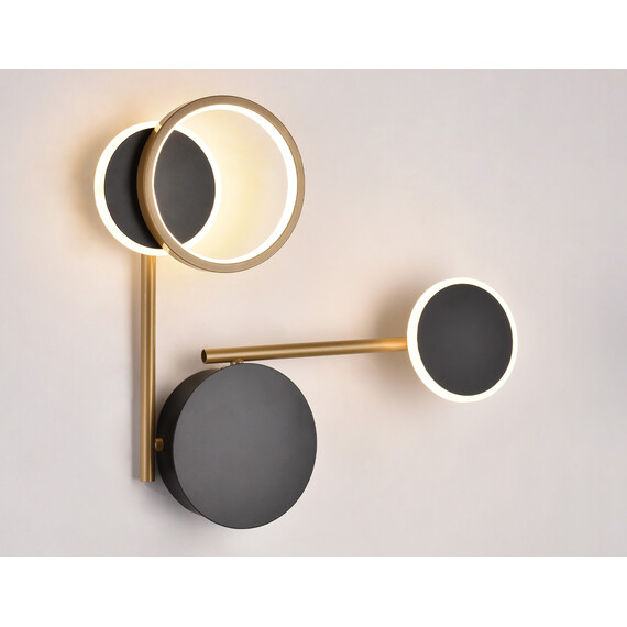 Настенный поворотный светодиодный светильник FL5198 SBK/GD черный песок/золото LED 3000K 13W 445*400*60, фото , изображение 4