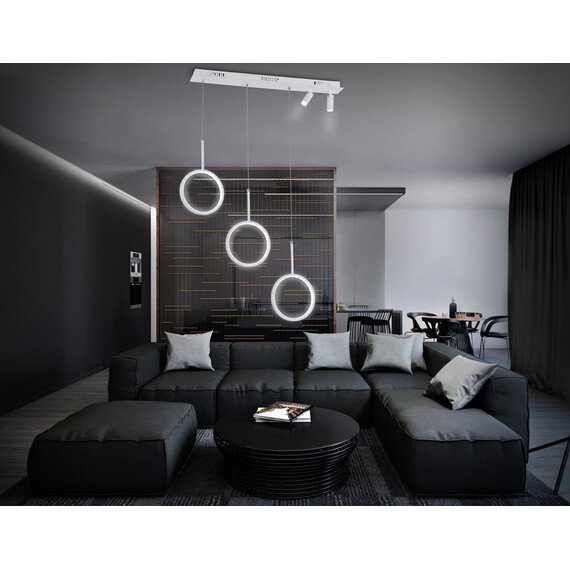 Светильник светодиодный подвесной с пультом FL5277/3+2 WH белый 59W 3000K/4200K/6400K+4200K 800*20*1200 (ПДУ ИК), фото , изображение 2