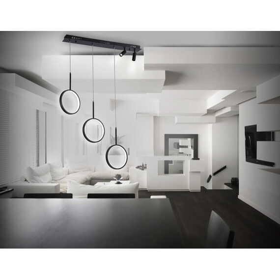 Светильник светодиодный подвесной с пультом FL5278/3+2 BK черный 59W 3000K/4200K/6400K+4200K 800*20*1200 (ПДУ ИК), фото , изображение 2