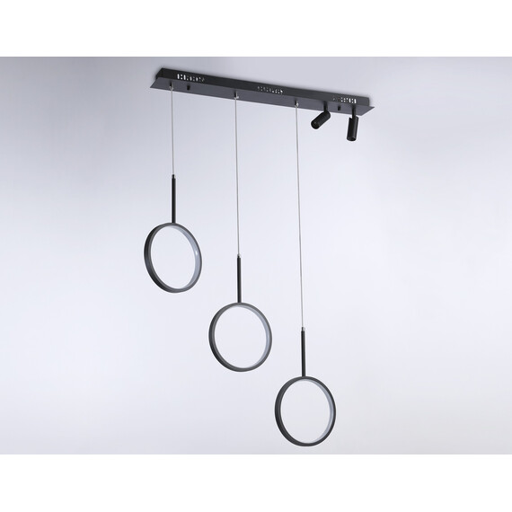 Светильник светодиодный подвесной с пультом FL5278/3+2 BK черный 59W 3000K/4200K/6400K+4200K 800*20*1200 (ПДУ ИК), фото , изображение 6