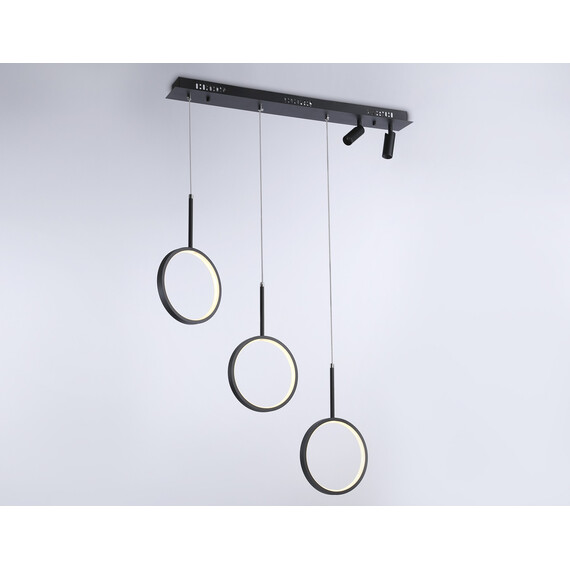 Светильник светодиодный подвесной с пультом FL5278/3+2 BK черный 59W 3000K/4200K/6400K+4200K 800*20*1200 (ПДУ ИК), фото , изображение 5