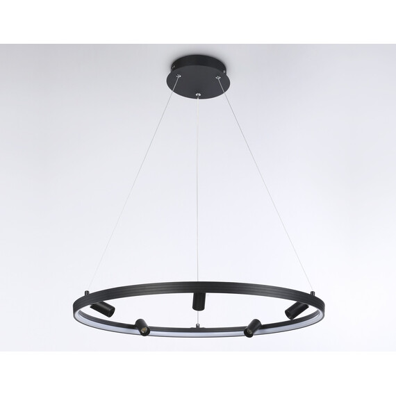 Светильник светодиодный управляемый подвесной с дополнительной подсветкой FL5289/1+5 BK черный 72W 3000K/4200K/6400K+4200K D700*1200 (ПДУ ИК), фото , изображение 6